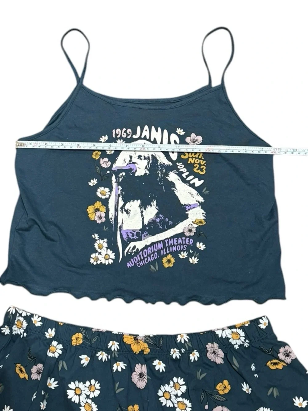 Janis Joplin Navy Floral Two-Piece Sleep Set - Daisy Print, M/L